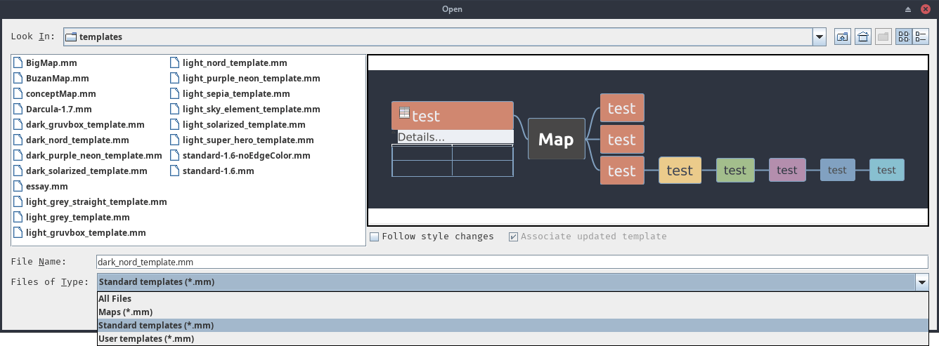 Menu New map from template…